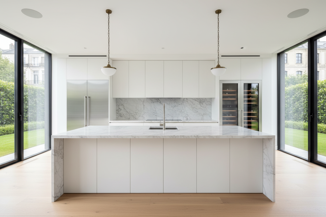 Luxury kitchen with wine cooler and built-in refrigeration